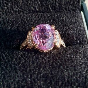 Beautiful 5ct Kunzite & Diamond heart filigree 14K ROSE Gold Sz 5